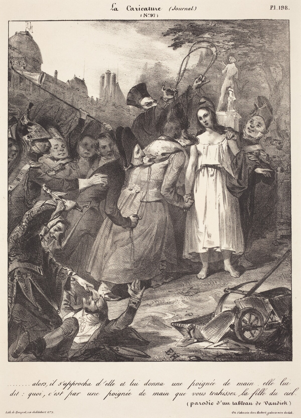 ...alors, il s'approcha d'elle: Parody of van Dyck's Betrayal of Christ by French 19th Century