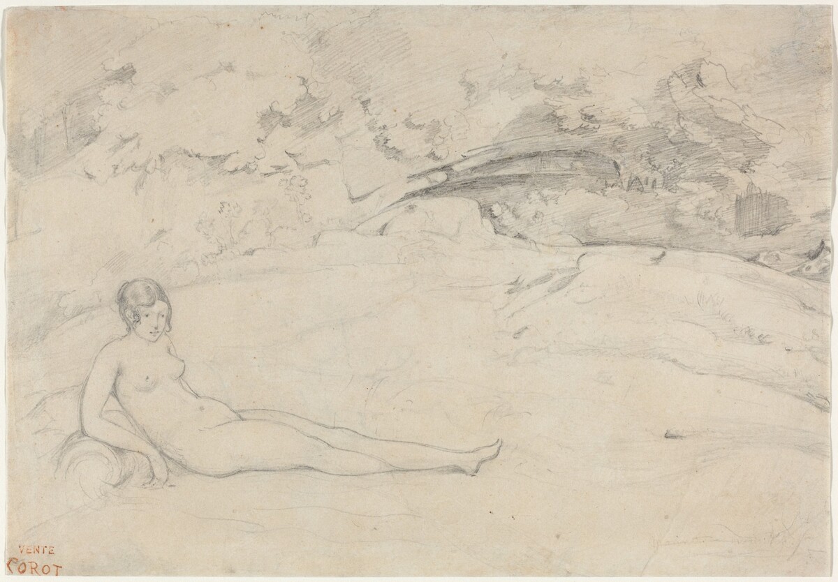 A Nude Reclining in a Landscape by Jean-Baptiste-Camille Corot