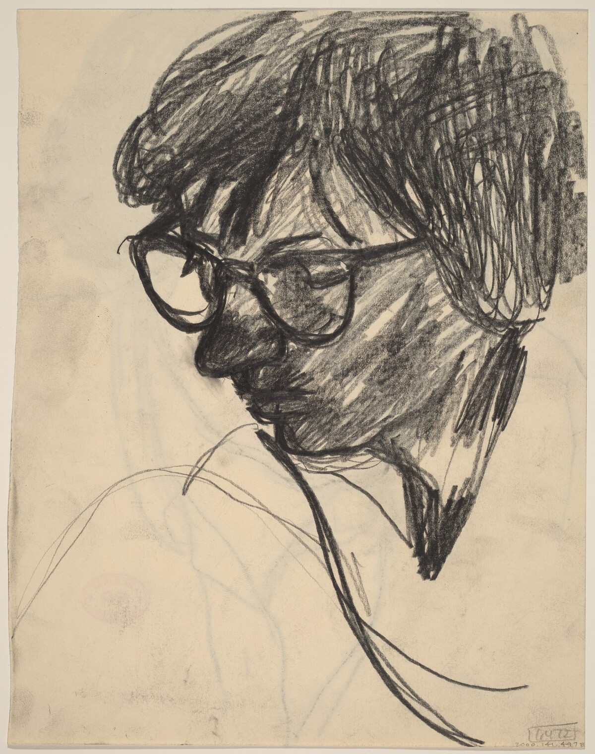 Untitled [woman wearing eyeglasses in three-quarter view] [verso] by Richard Diebenkorn