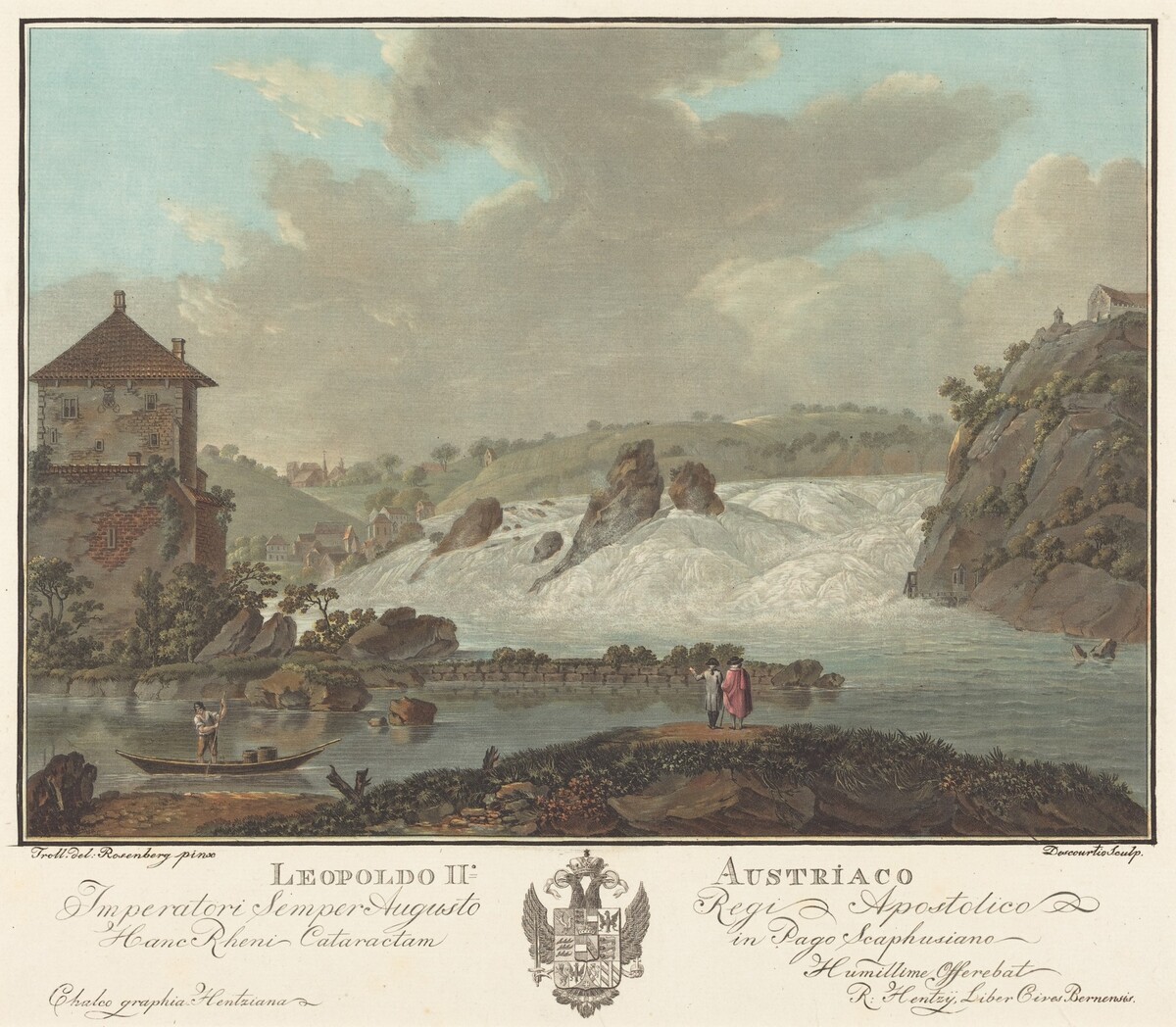 Falls of Schaffhausen by Charles-Melchior Descourtis after Friedrich Rosenberg after Johann Heinrich Troll