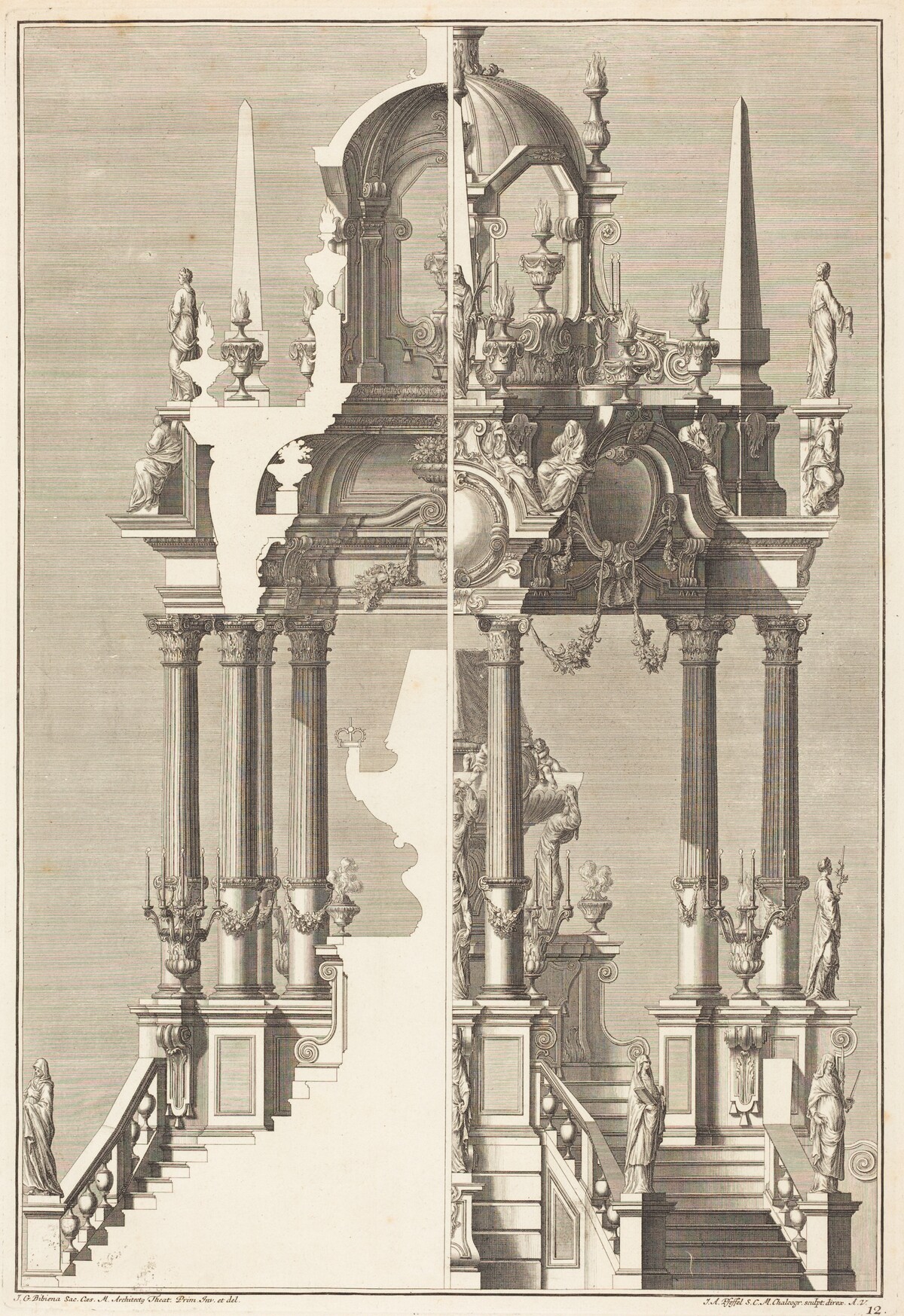 Catafalque by Johann Andreas Pfeffel I after Giuseppe Galli Bibiena