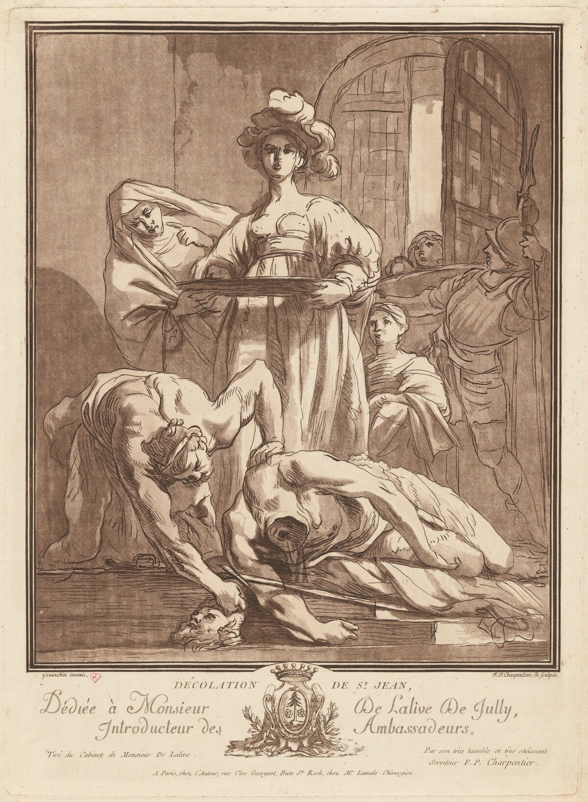 Décolation de St. Jean (Beheading of Saint John the Baptist) by François-Philippe Charpentier, after Nikolaus Knüpfer (formerly after Giovanni Francesco Barbieri, called Guercino)