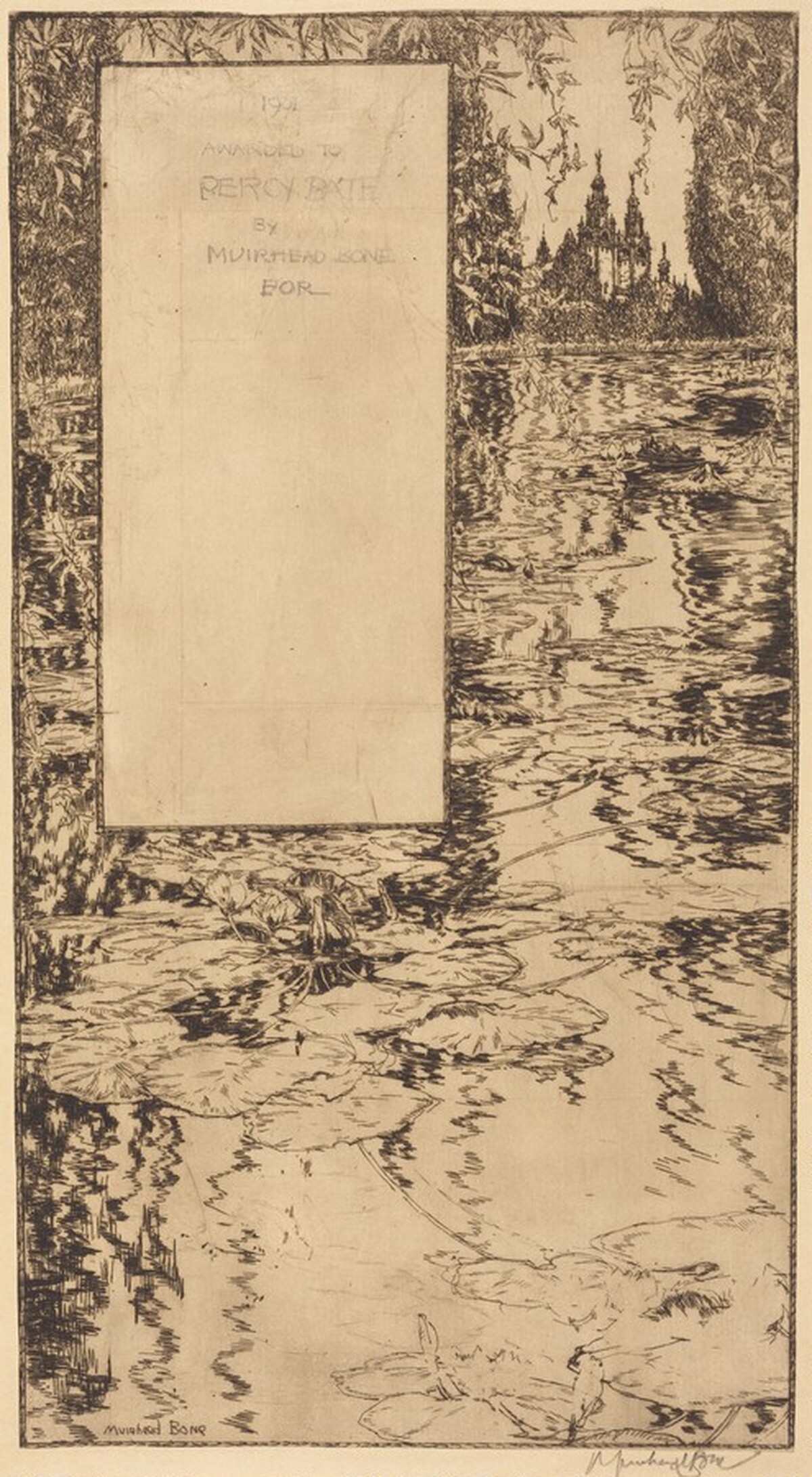 Design for a Letter of Thanks for the Loan of Works to the Glasgow International Exhibition by Muirhead Bone