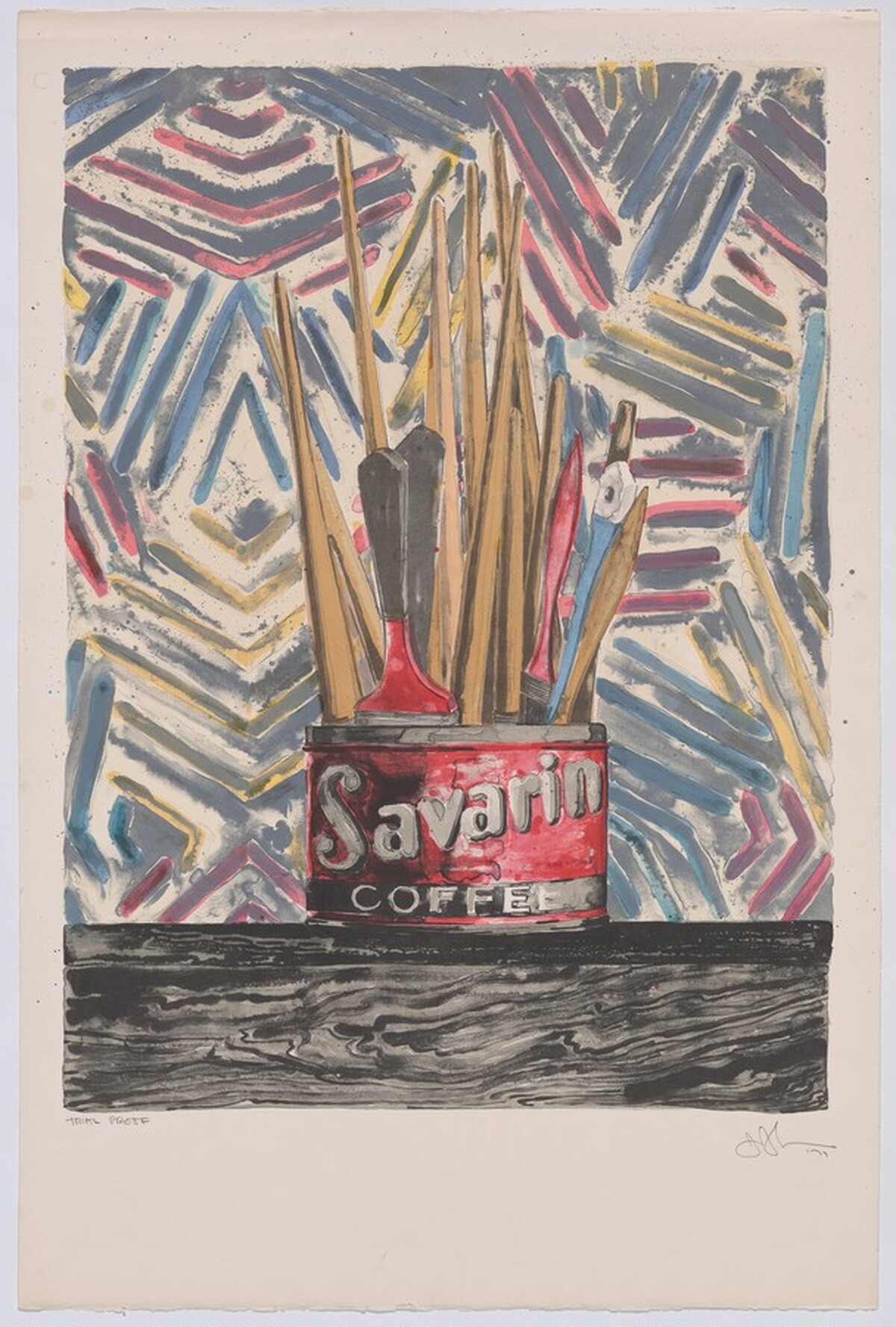 Savarin and Savarin E.M. [recto] [trial proof] by Jasper Johns