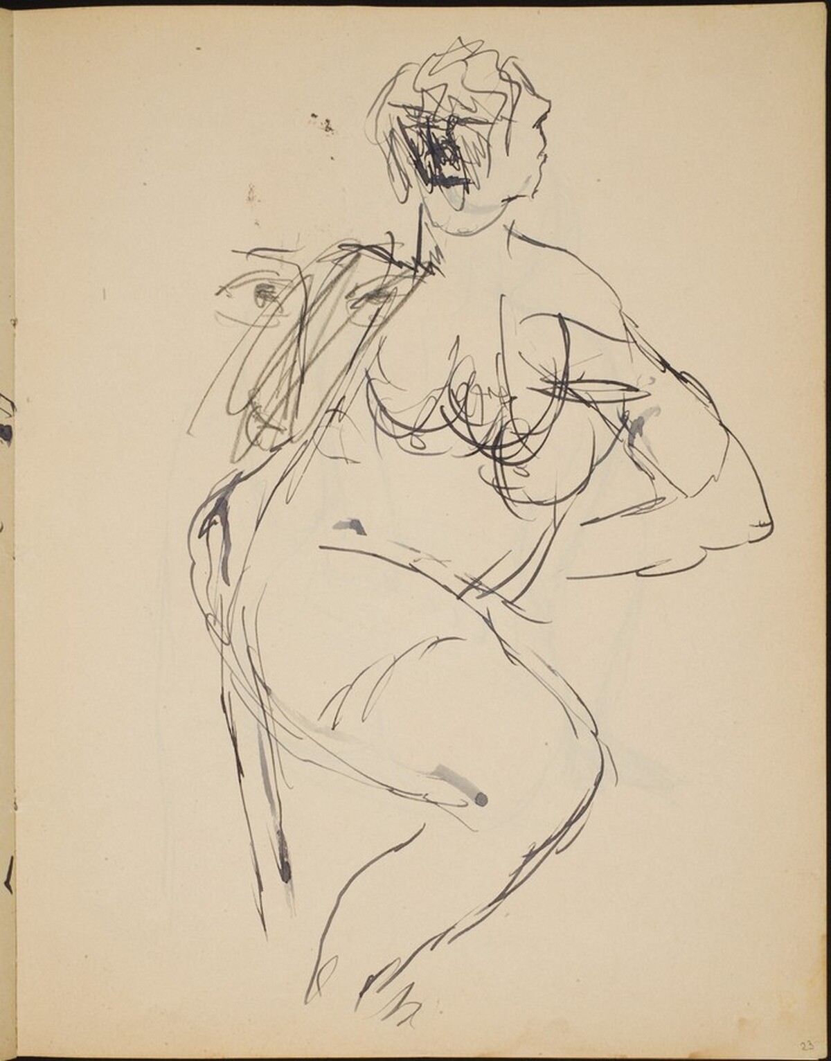 Flüchtige Studie eines Aktes und eines Gesichtes (Nude Sketches) [p. 23] by Max Beckmann