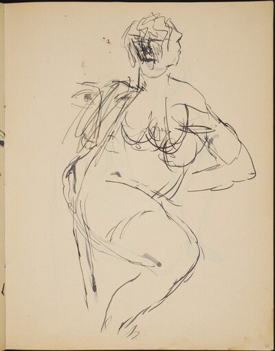 Flüchtige Studie eines Aktes und eines Gesichtes (Nude Sketches) [p. 23]