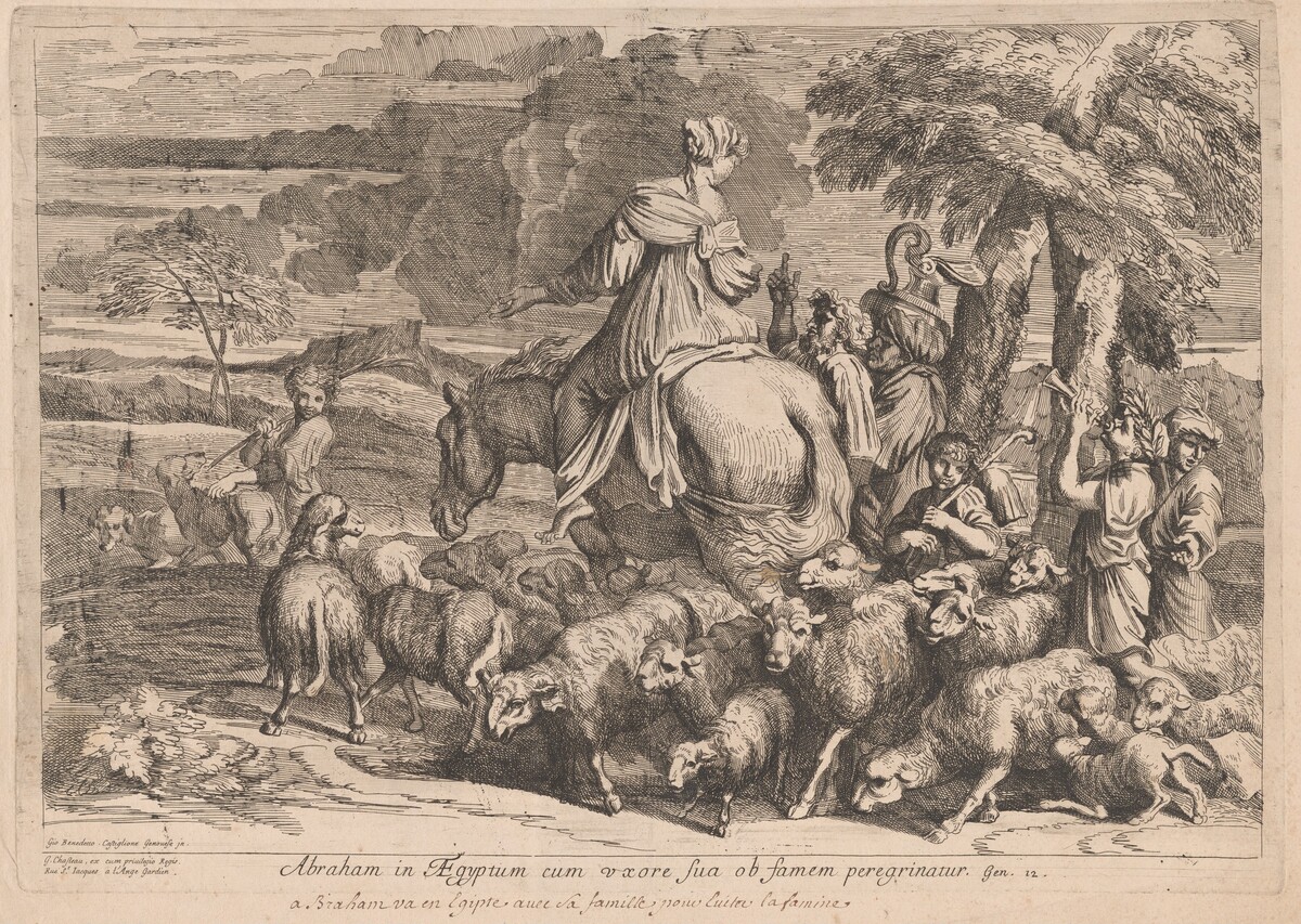 Abraham in Aegyptum (Abraham in Egypt) by Claude Macé, after Giovanni Benedetto Castiglione