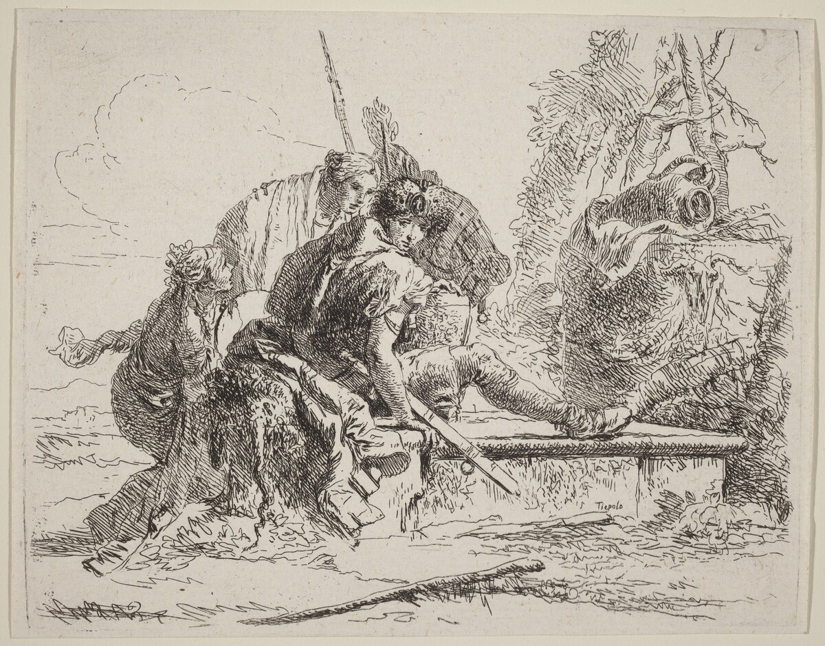 Soldier Seated on a Tomb with Surrounding Figures by Giovanni Battista Tiepolo