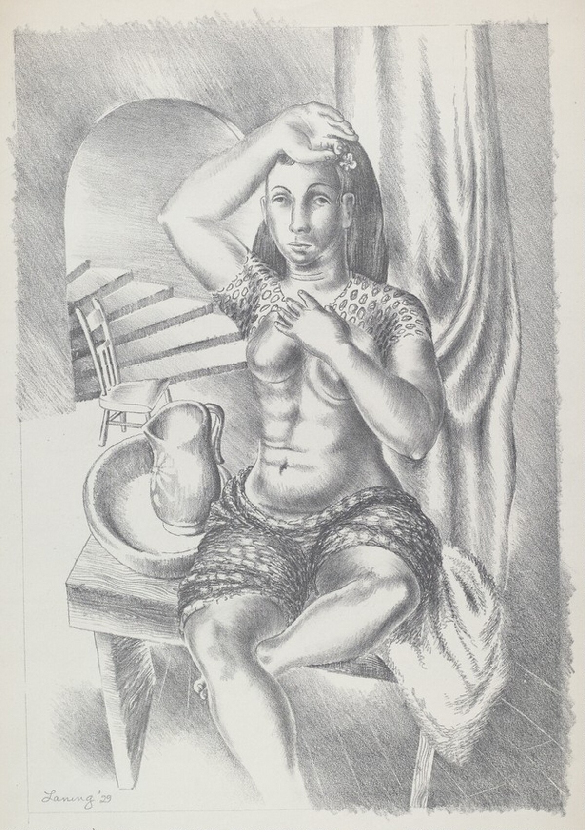 Untitled (Seated Woman) by Edward Laning