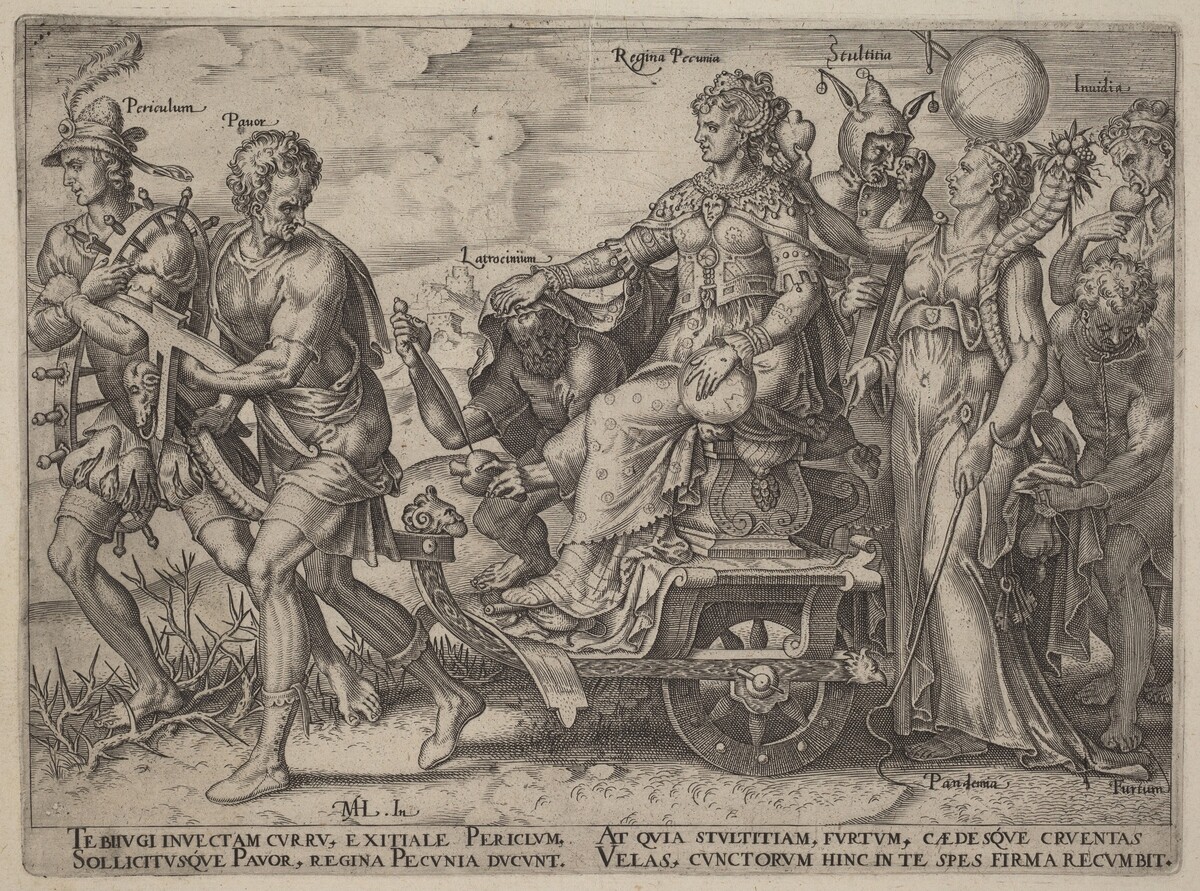 Dangers and Vices Accompanying Wealth by Philip Galle, after Maerten van Heemskerck
