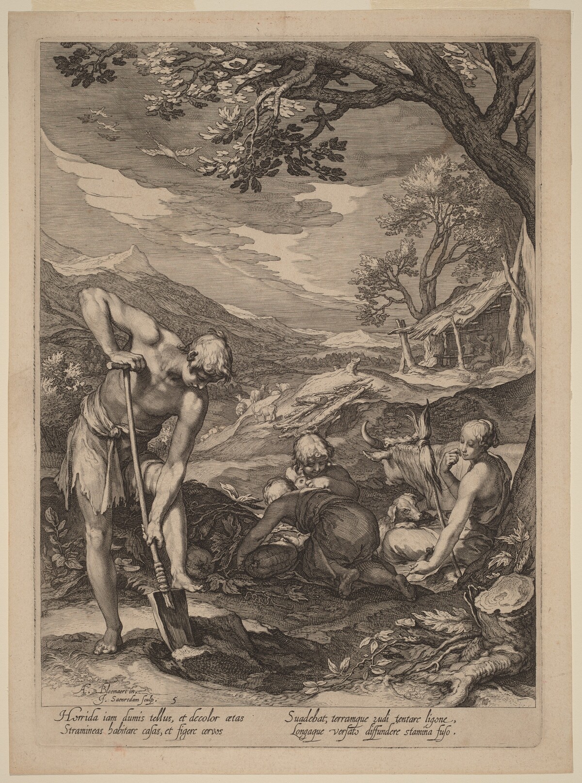 Adam and Eve Working by Jan Pietersz Saenredam after Abraham Bloemaert