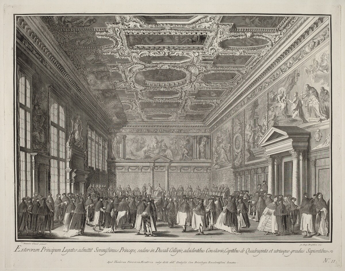 Reception by the Doge of Foreign Ambassadors in the Sala del Collegio by Giovanni Battista Brustolon after Canaletto