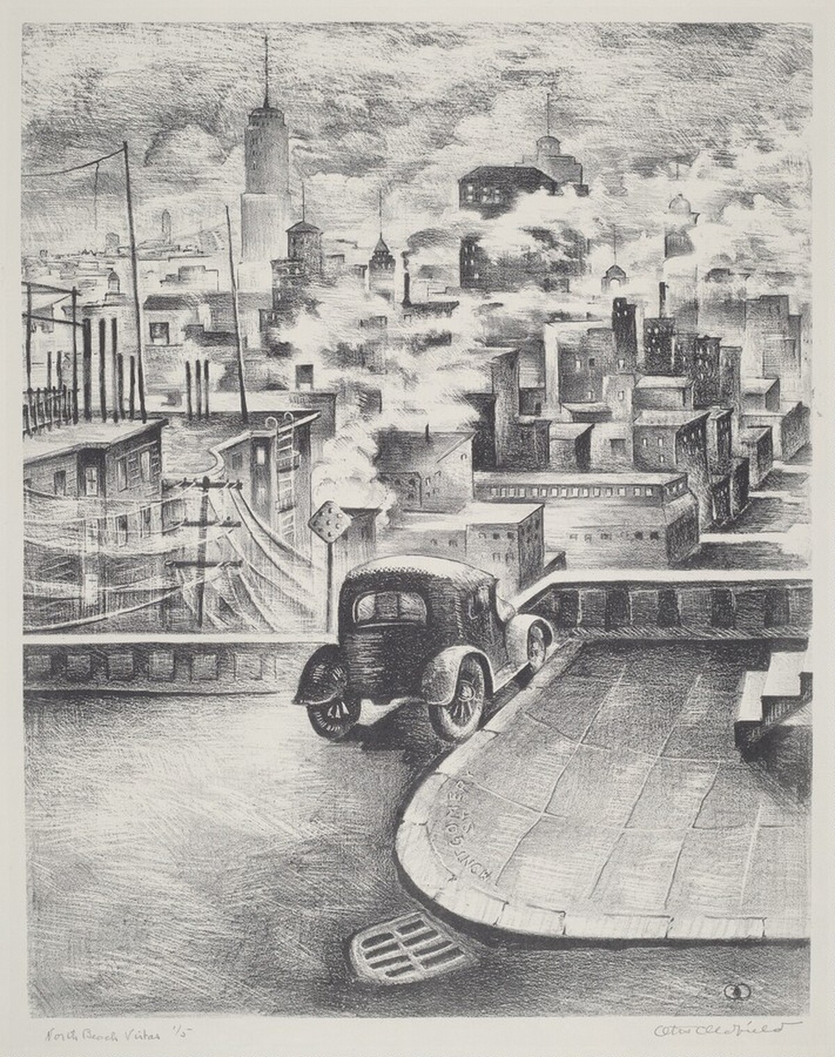 Downtown San Francisco From Montgomery Terrace - Telegraph Hill by Otis William Oldfield