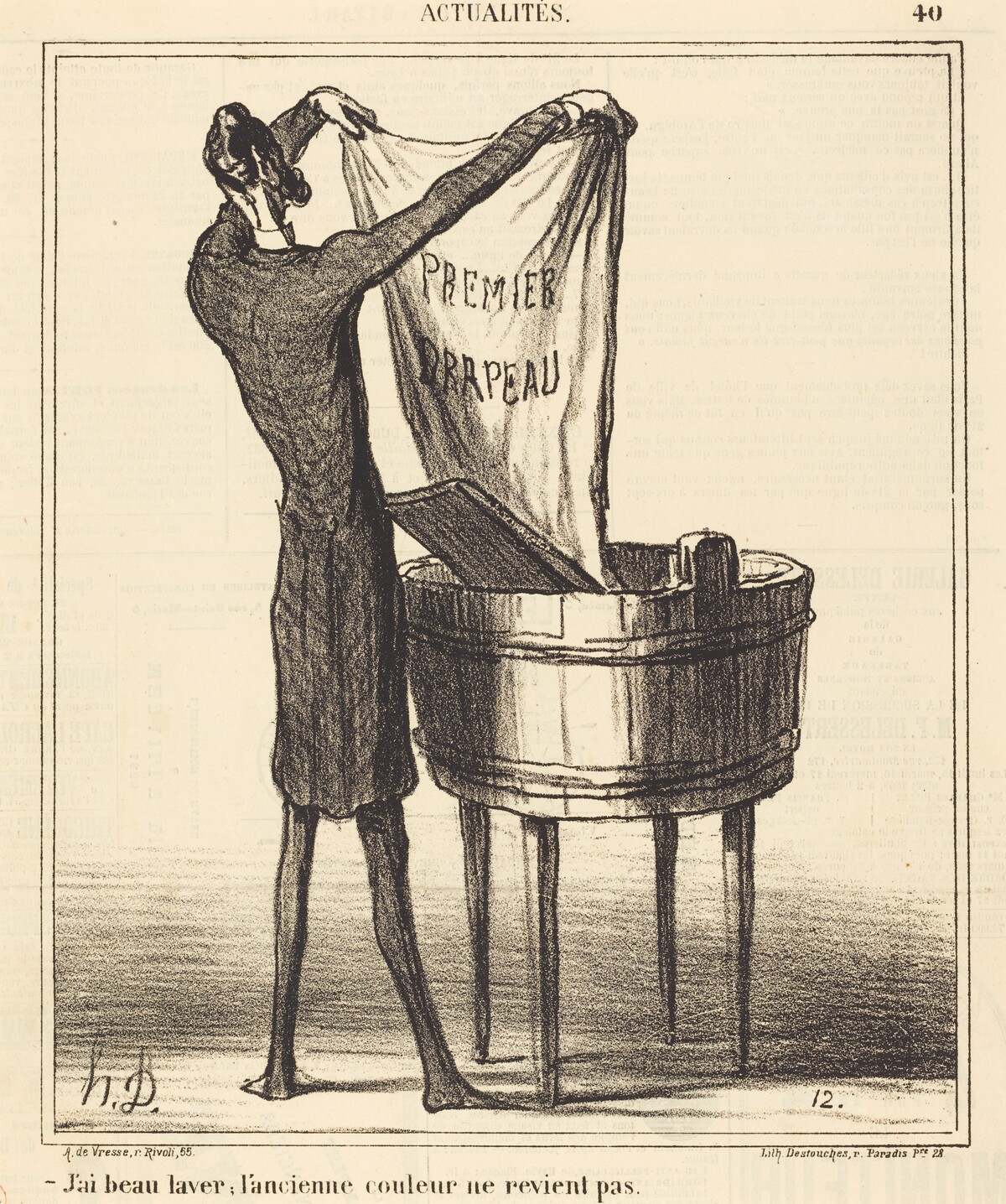J'ai beau laver, l'ancienne couleur... by Honoré Daumier