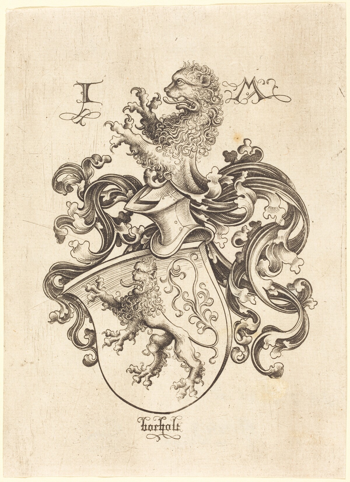 Coat of Arms with Lion by Israhel van Meckenem