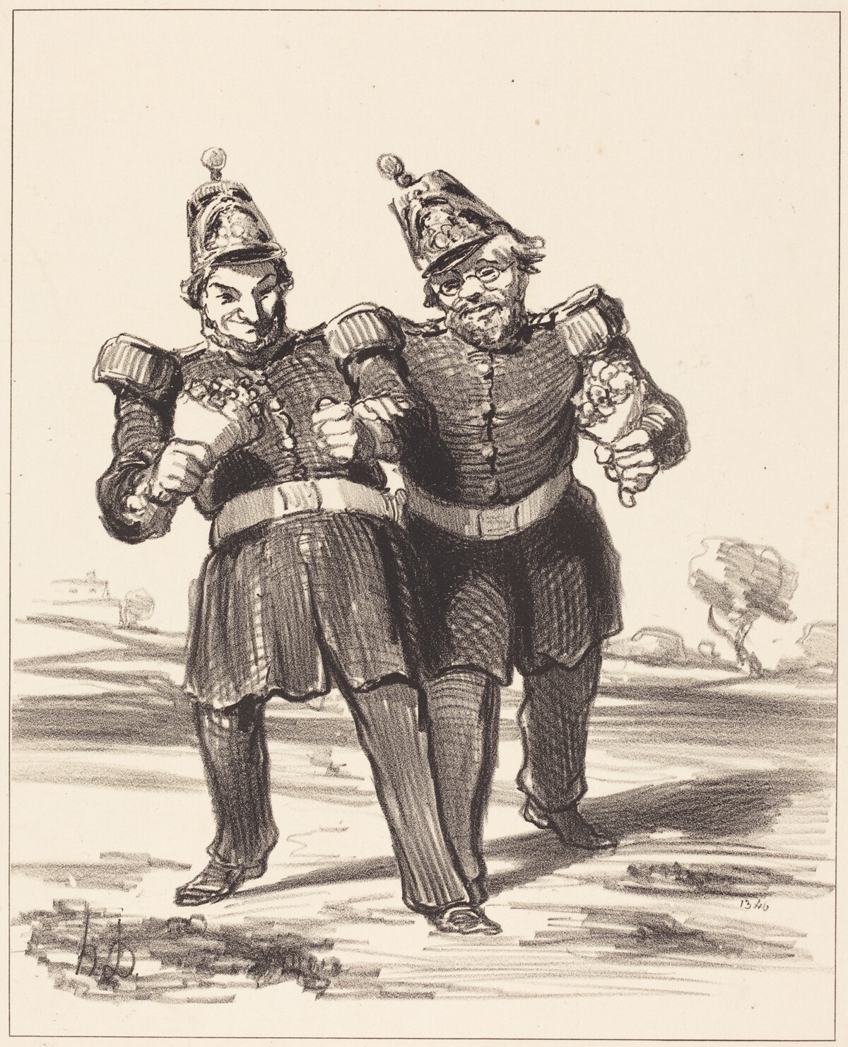 Les Deux banqueteurs en joie by Honoré Daumier