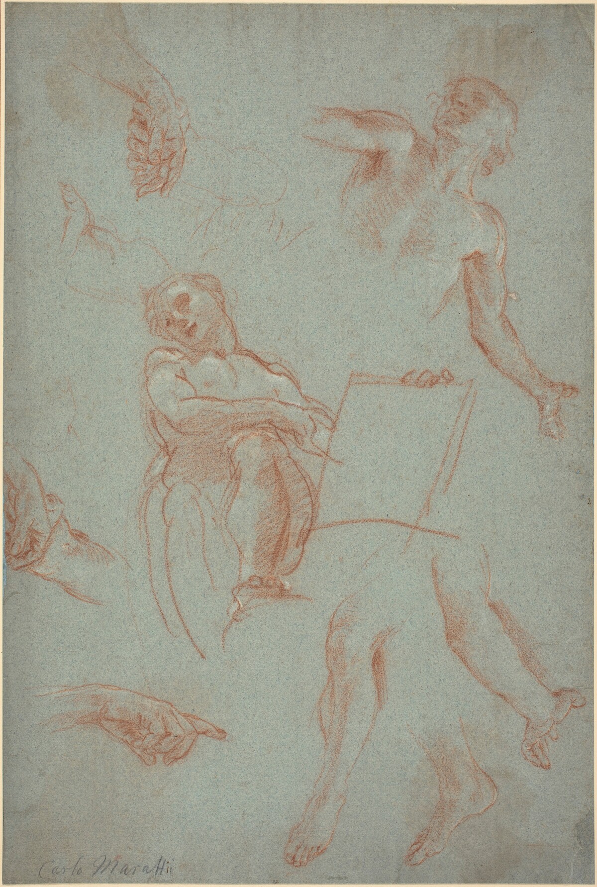 Sheet of Studies with Figures, Hands, and Feet by Agostino Masucci