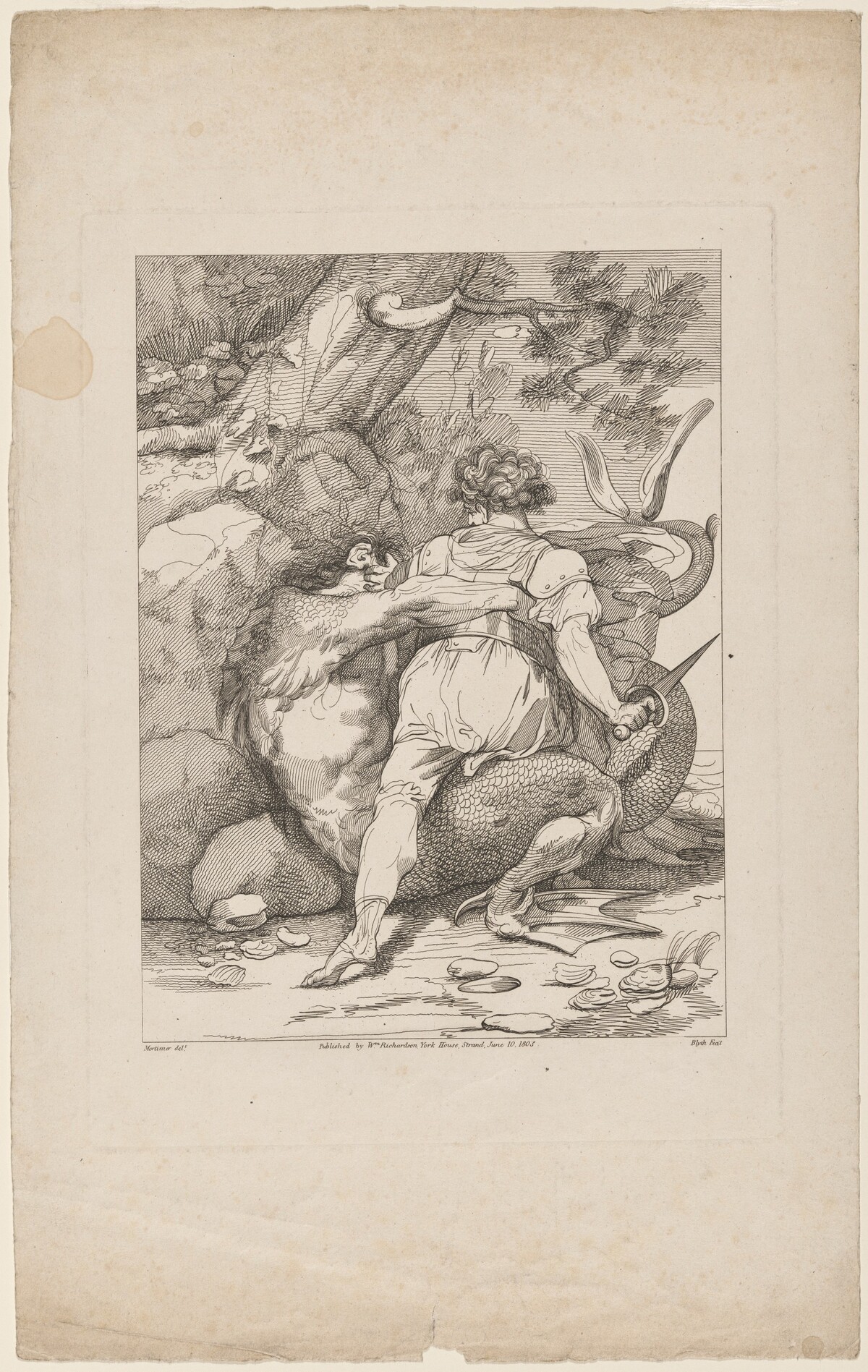 Man Attacking a Monster by Robert Blyth, after John Hamilton Mortimer
