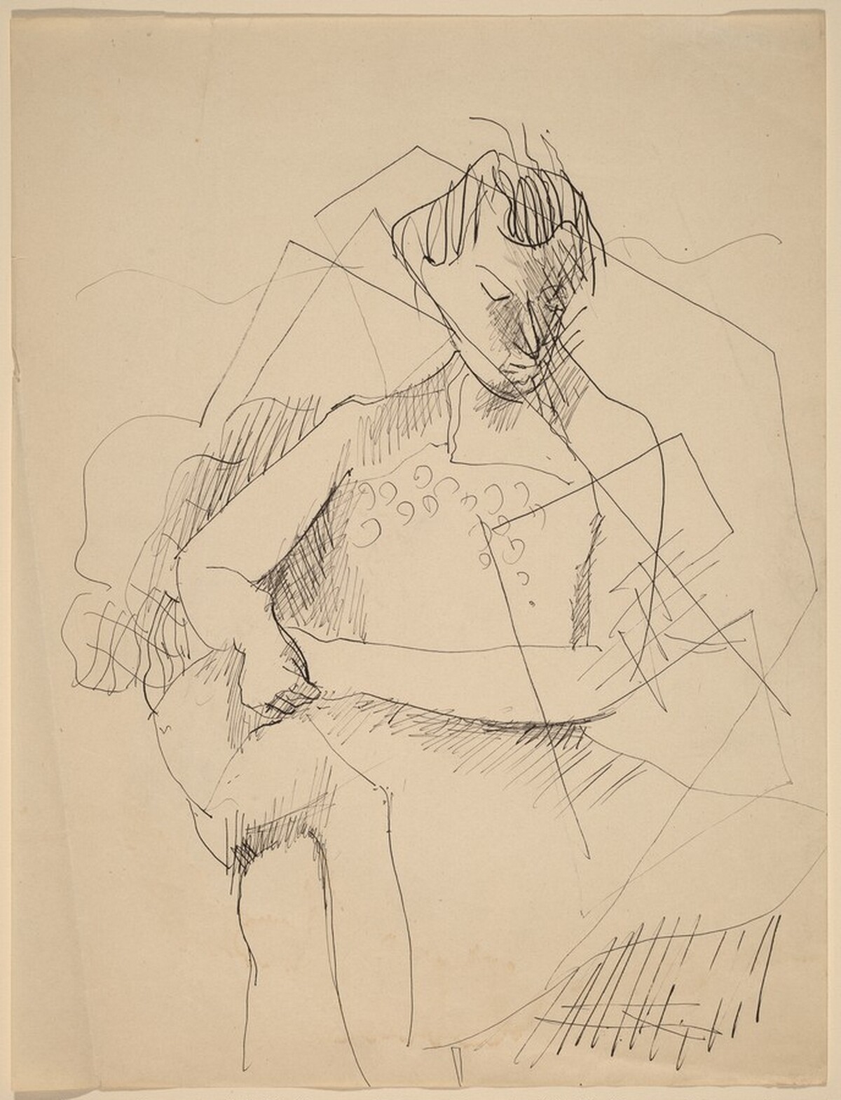 Study of Seated Woman with Cubist Design by Mark Rothko