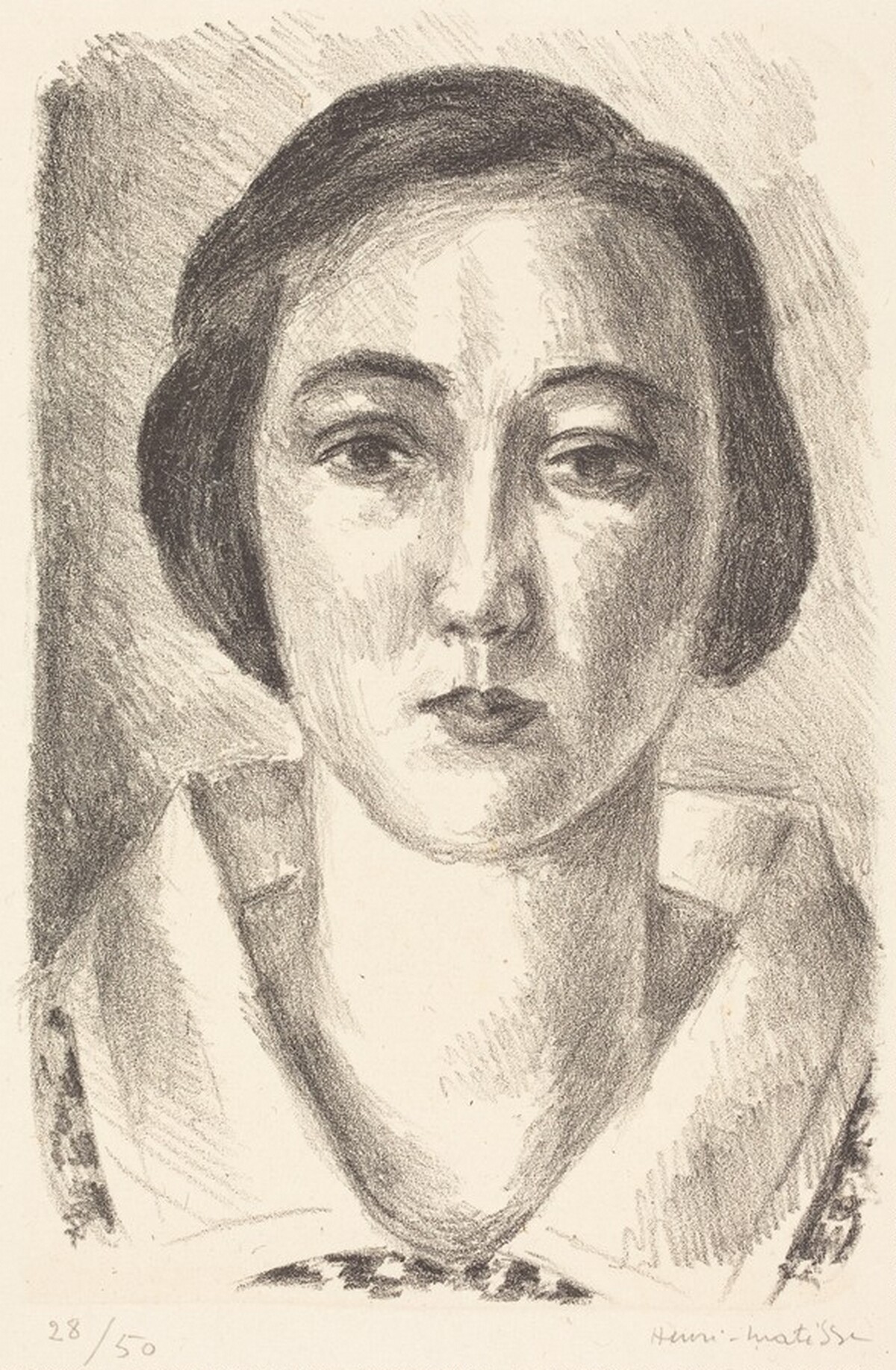 Young Girl in Flowered Dress with Organdy Collar (Jeune fille en robe fleurie au col d'organdi) by Henri Matisse