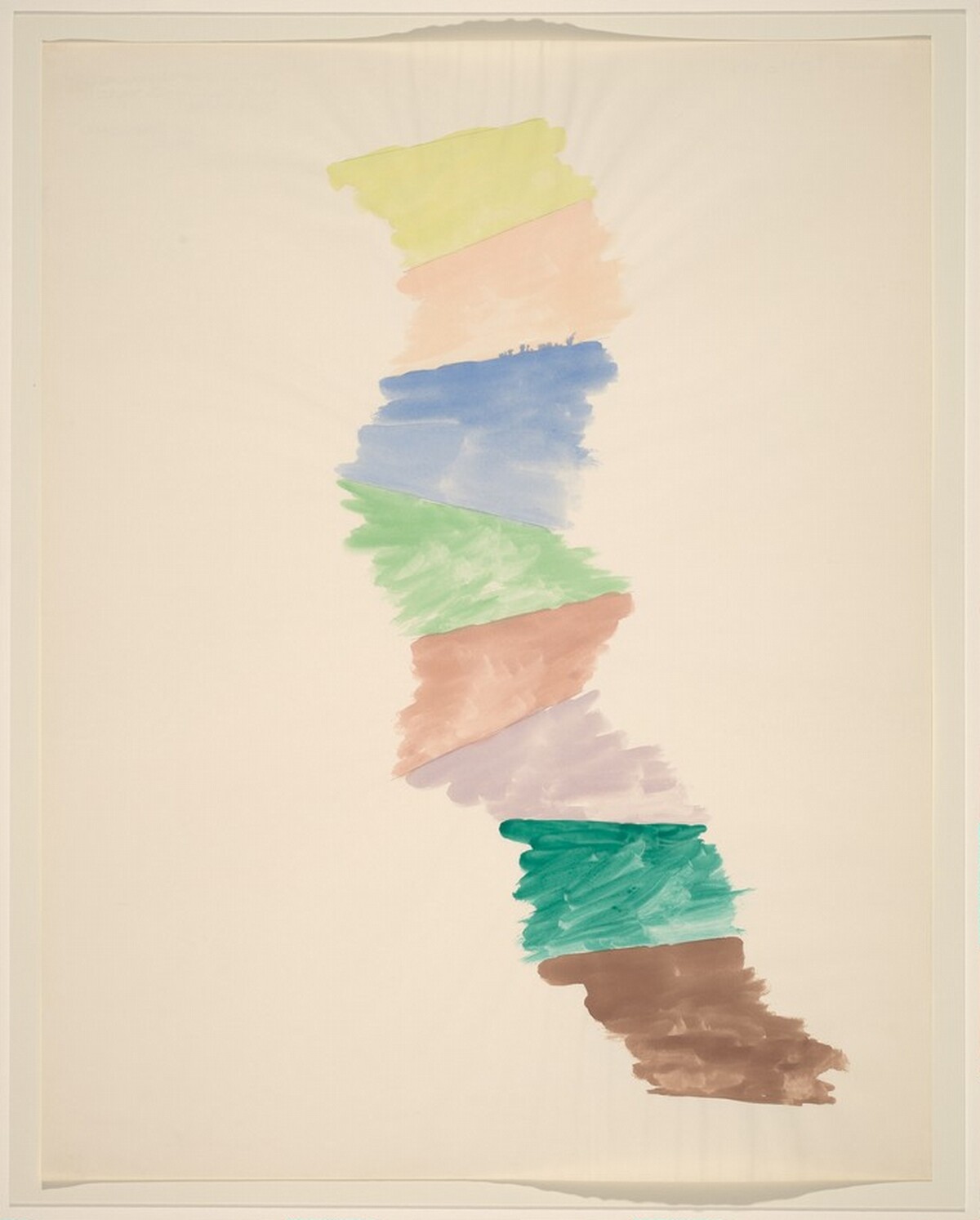 Stacked Color Drawing with Nine Pencil Lines Joined by Eight Colors by Richard Tuttle