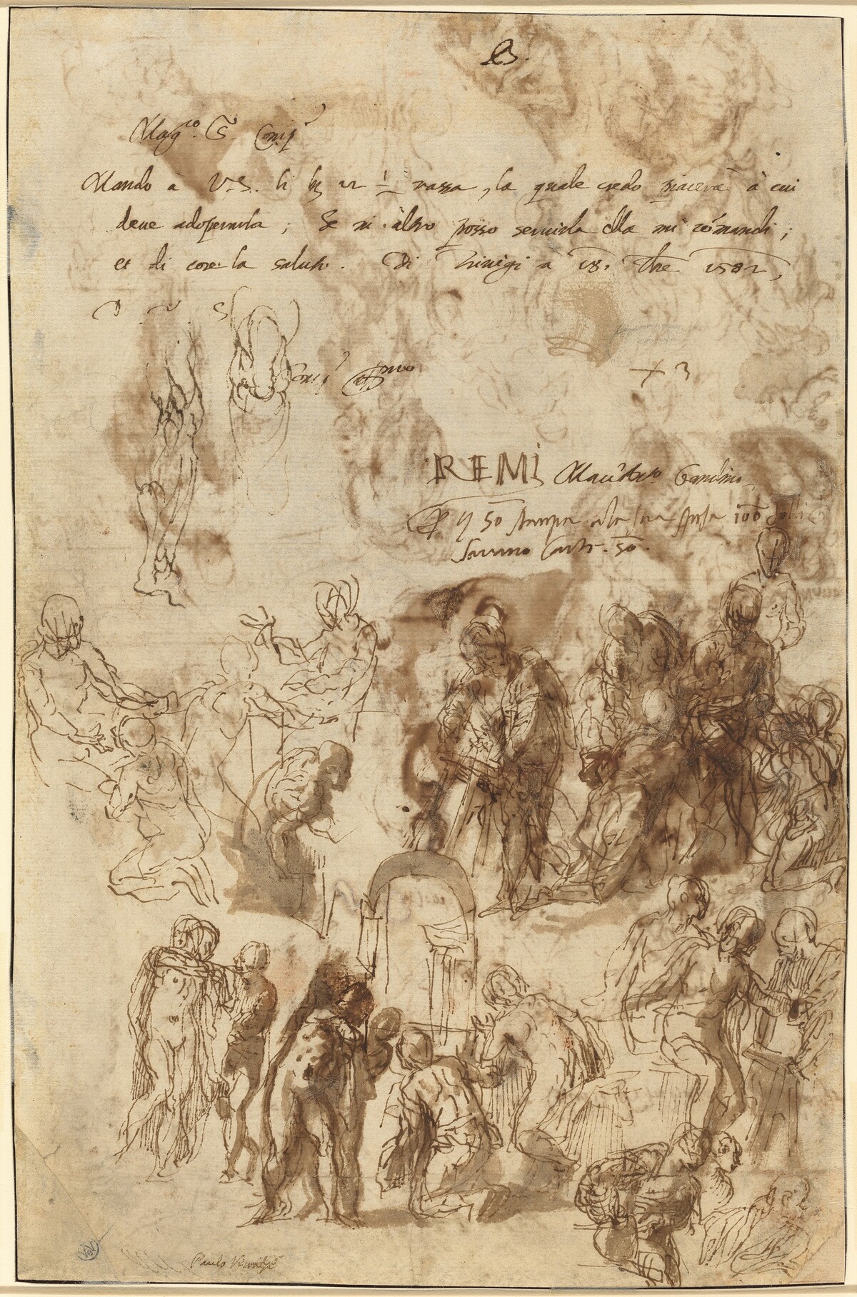 Studies for the Raising of Lazarus and Other Compositions [verso] by Veronese