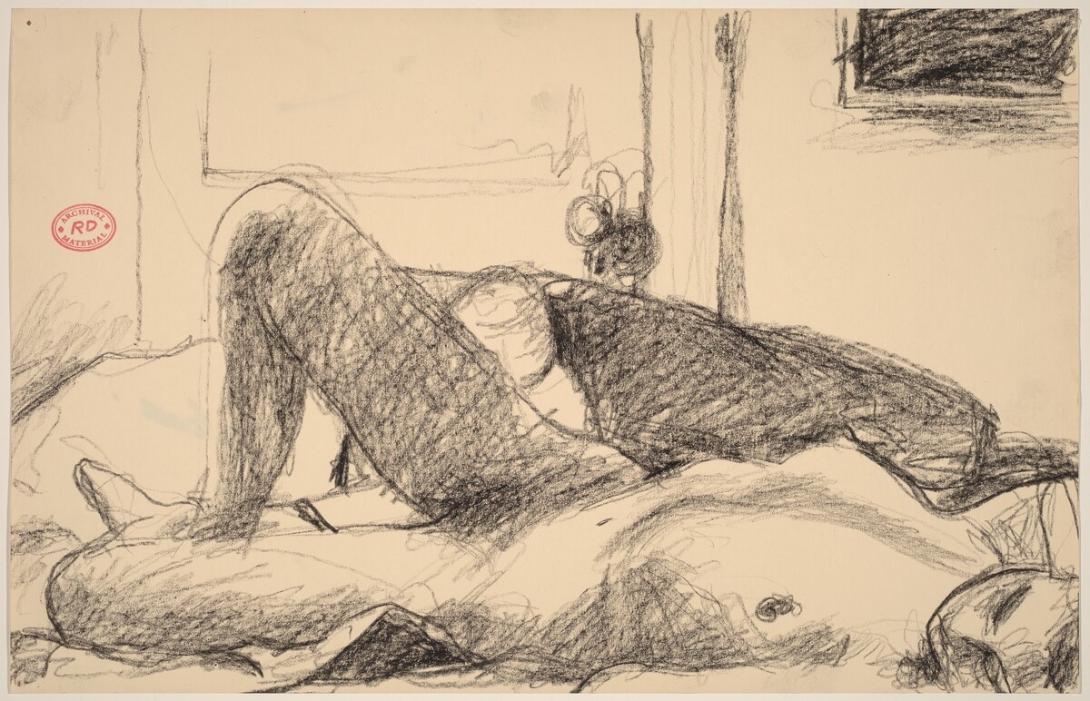 Untitled [female nude reclining with a door in the background] by Richard Diebenkorn