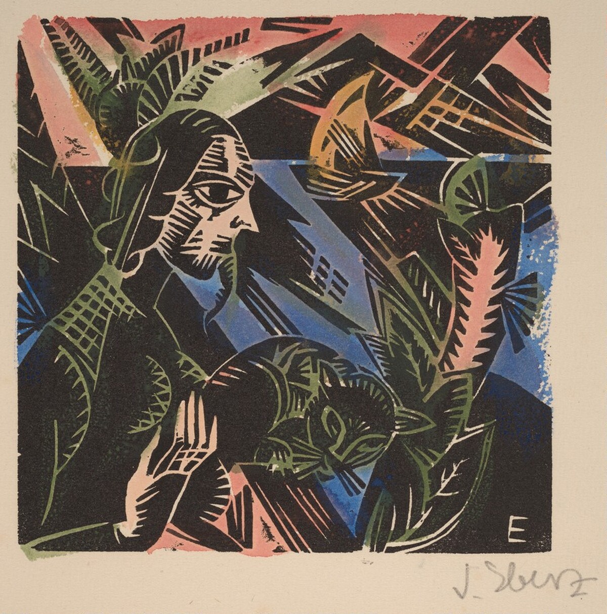 Woman with a Cat by Josef Eberz
