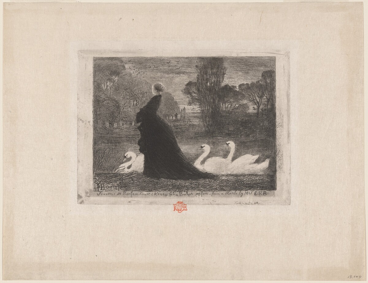 La Dame aux Cygnes (Woman with Swans) by Félix-Hilaire Buhot