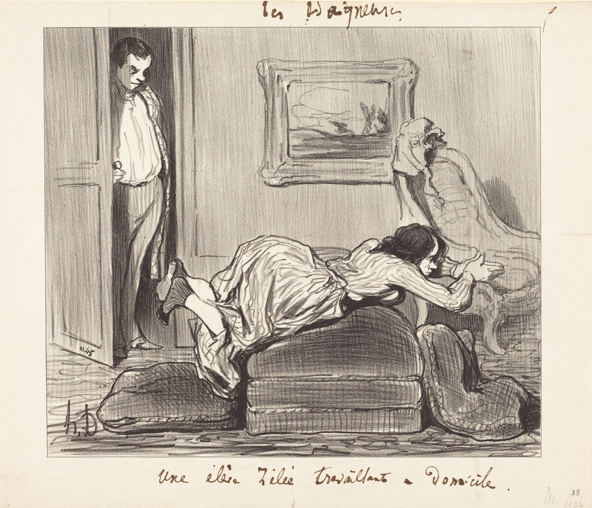 Une élè...zélée travaillant a domicile by Honoré Daumier