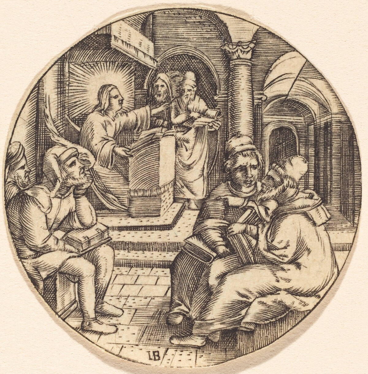 Jesus Preaching in the Temple by after Master IB