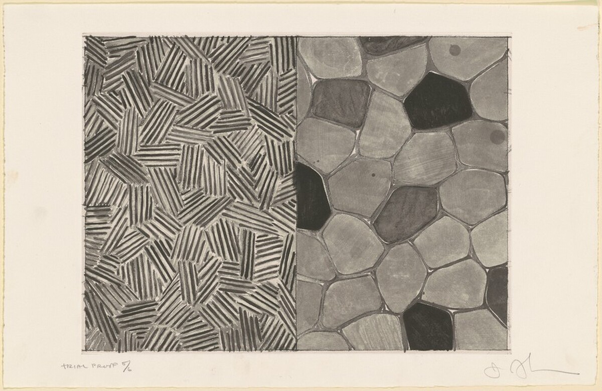 Hatching and Flagstones [trial proof 5] by Jasper Johns