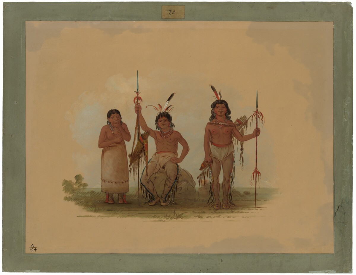 Two Arapaho Warriors and a Woman by George Catlin