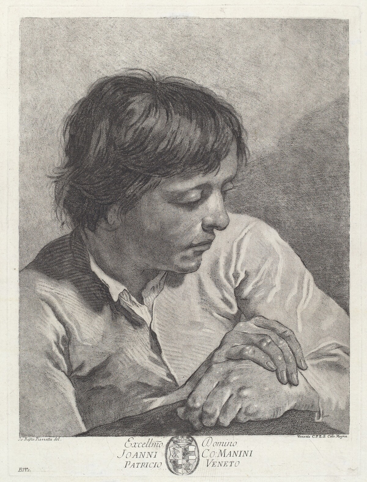 A Young Man with His Hands Crossed by Pietro Scattaglia and Innocente Alessandri, after Giovanni Battista Piazzetta