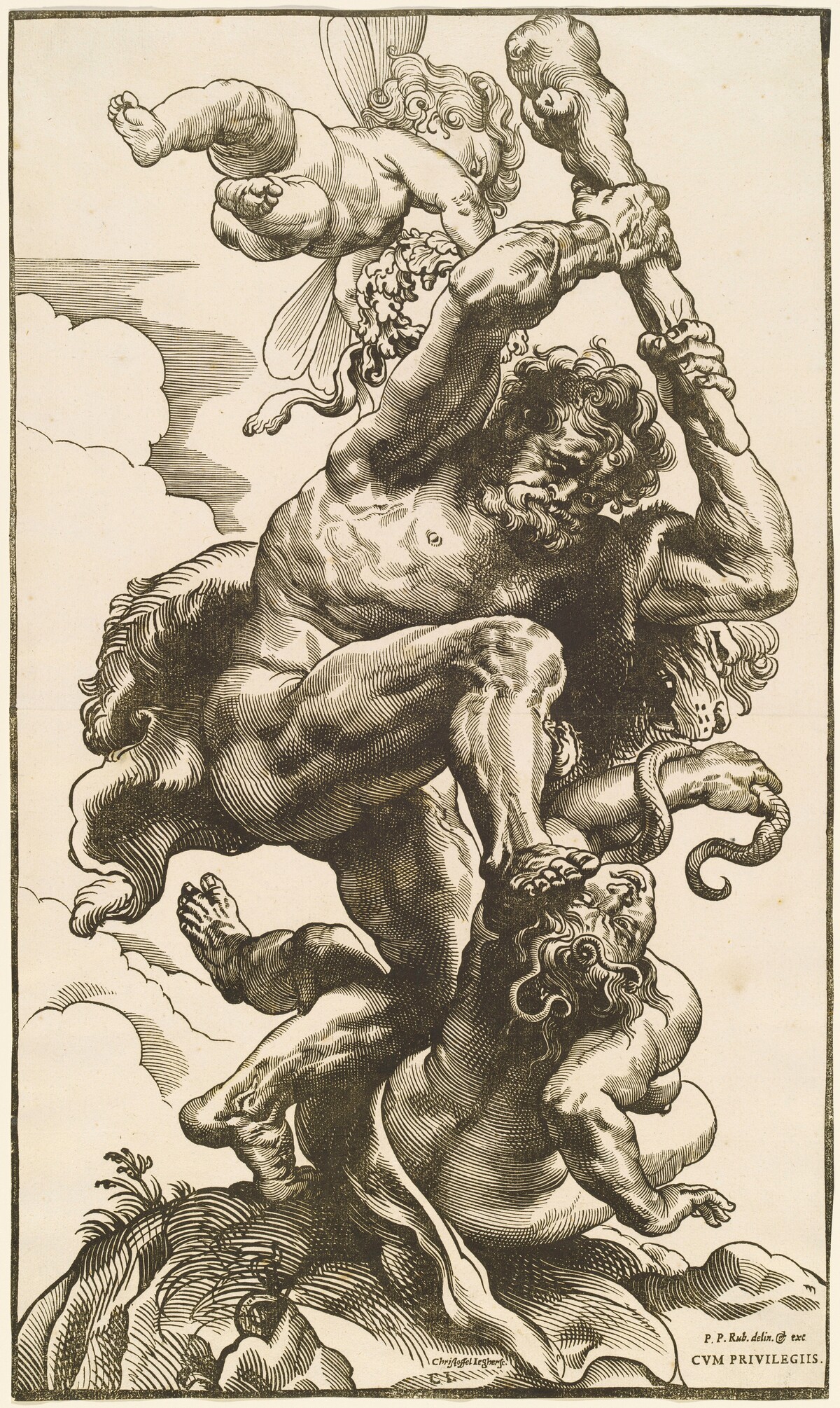Hercules Fighting the Fury and the Discord by Christoffel Jegher after Sir Peter Paul Rubens