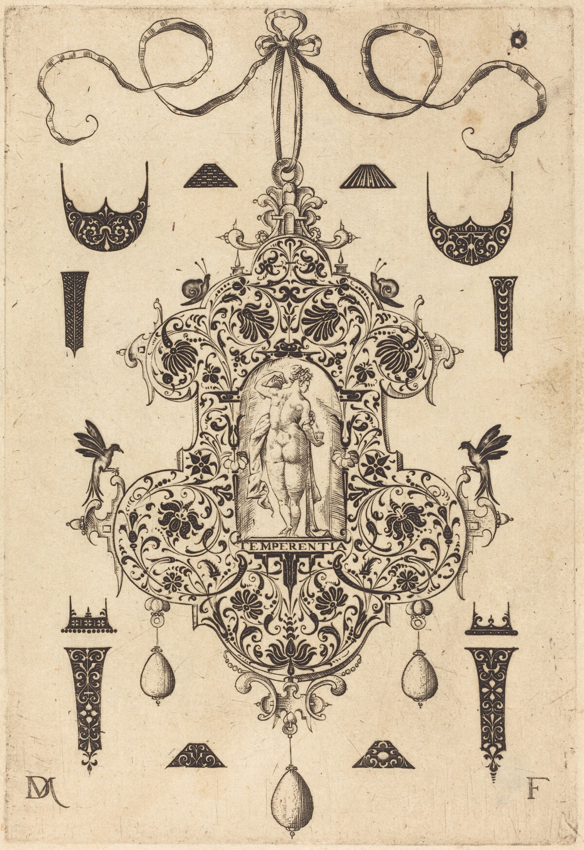 Large Pendant, Temperance Standing at Centre by Daniel Mignot