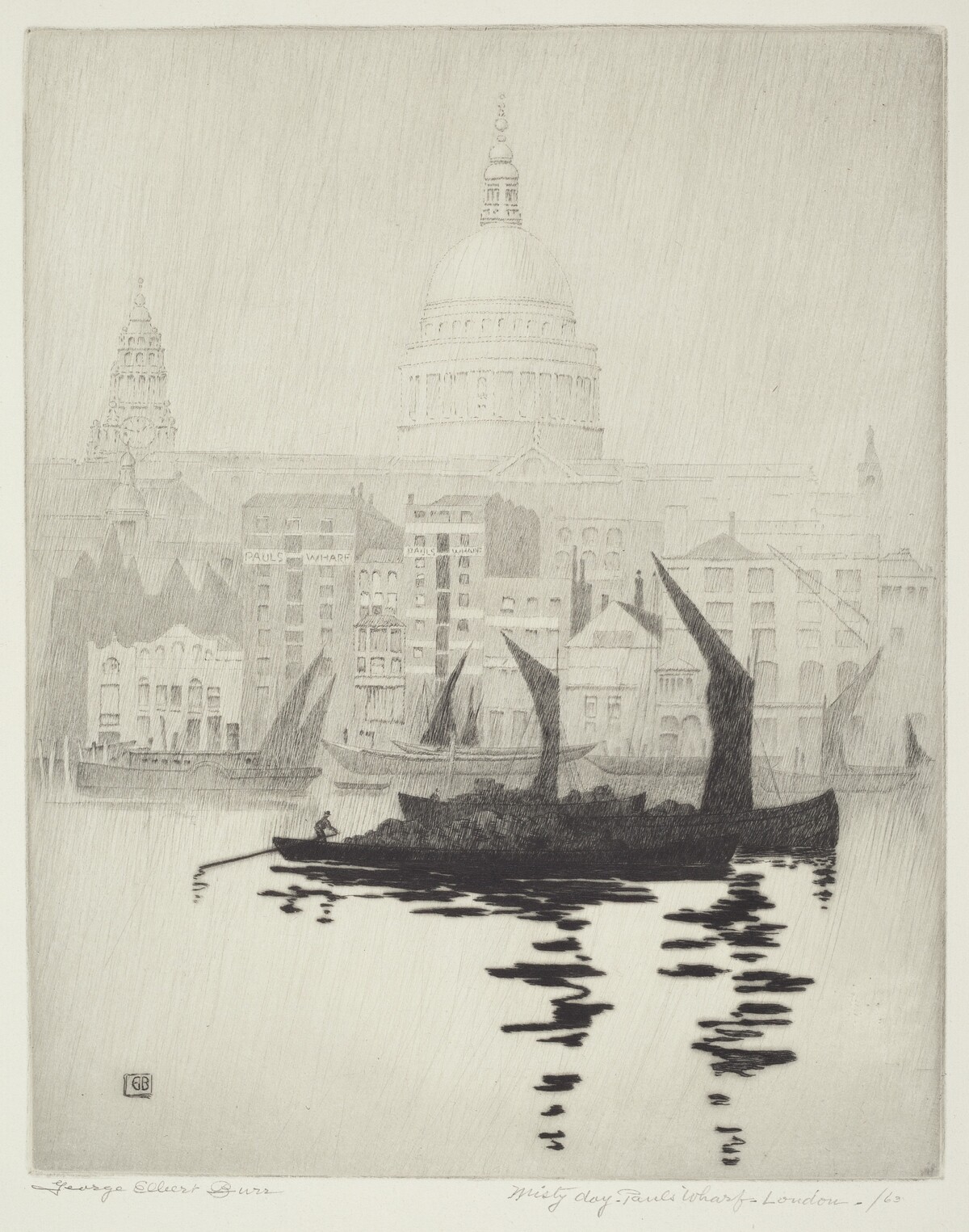 Misty Day, Paul's Wharf, London by George Elbert Burr