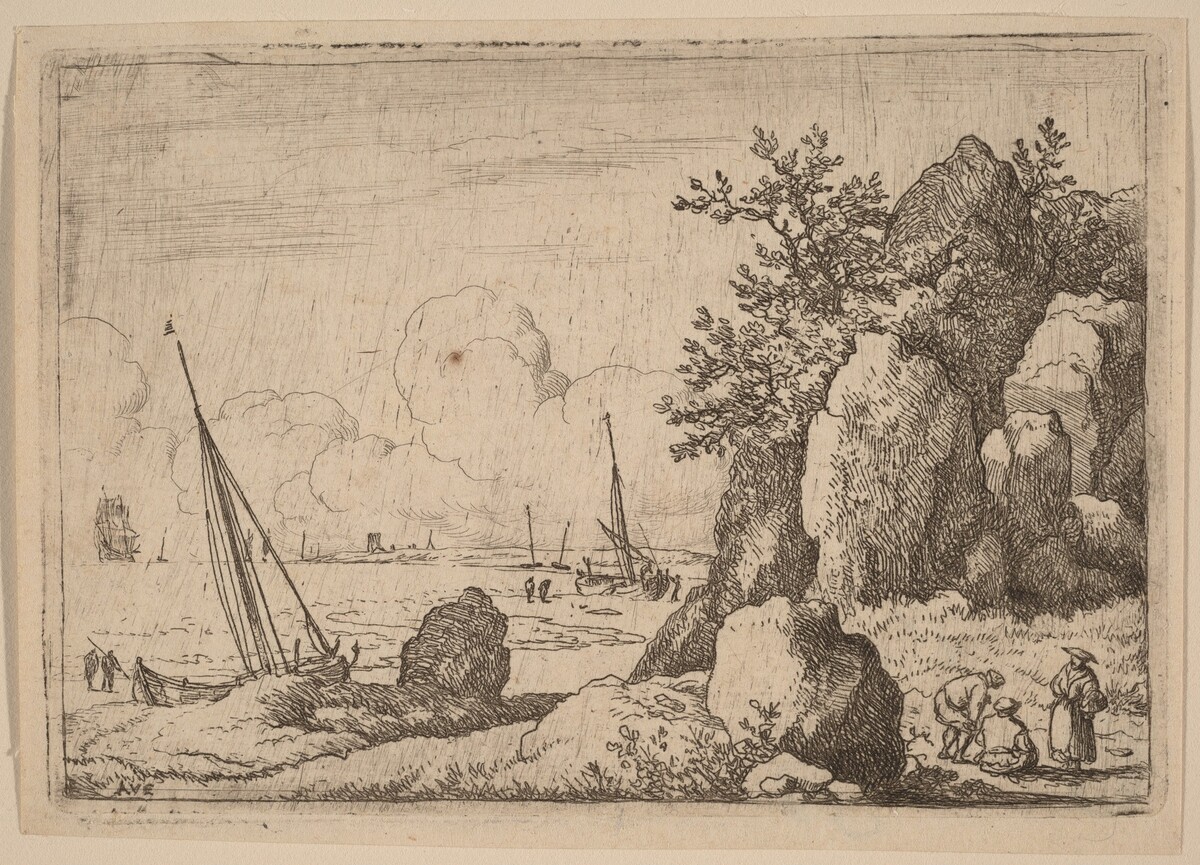 Seascape with Three Figures to the Right by Allart van Everdingen
