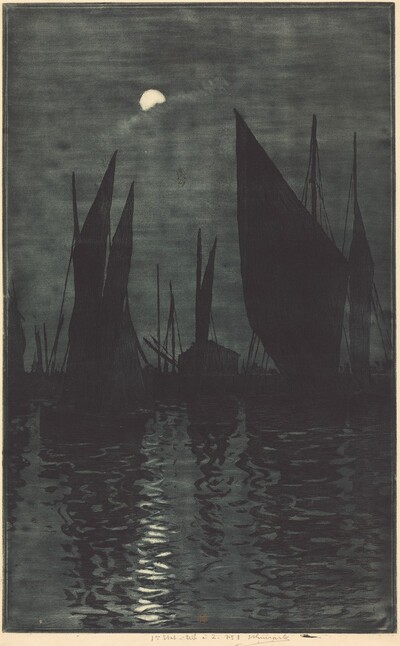 Moonlight in the Harbor at Dieppe