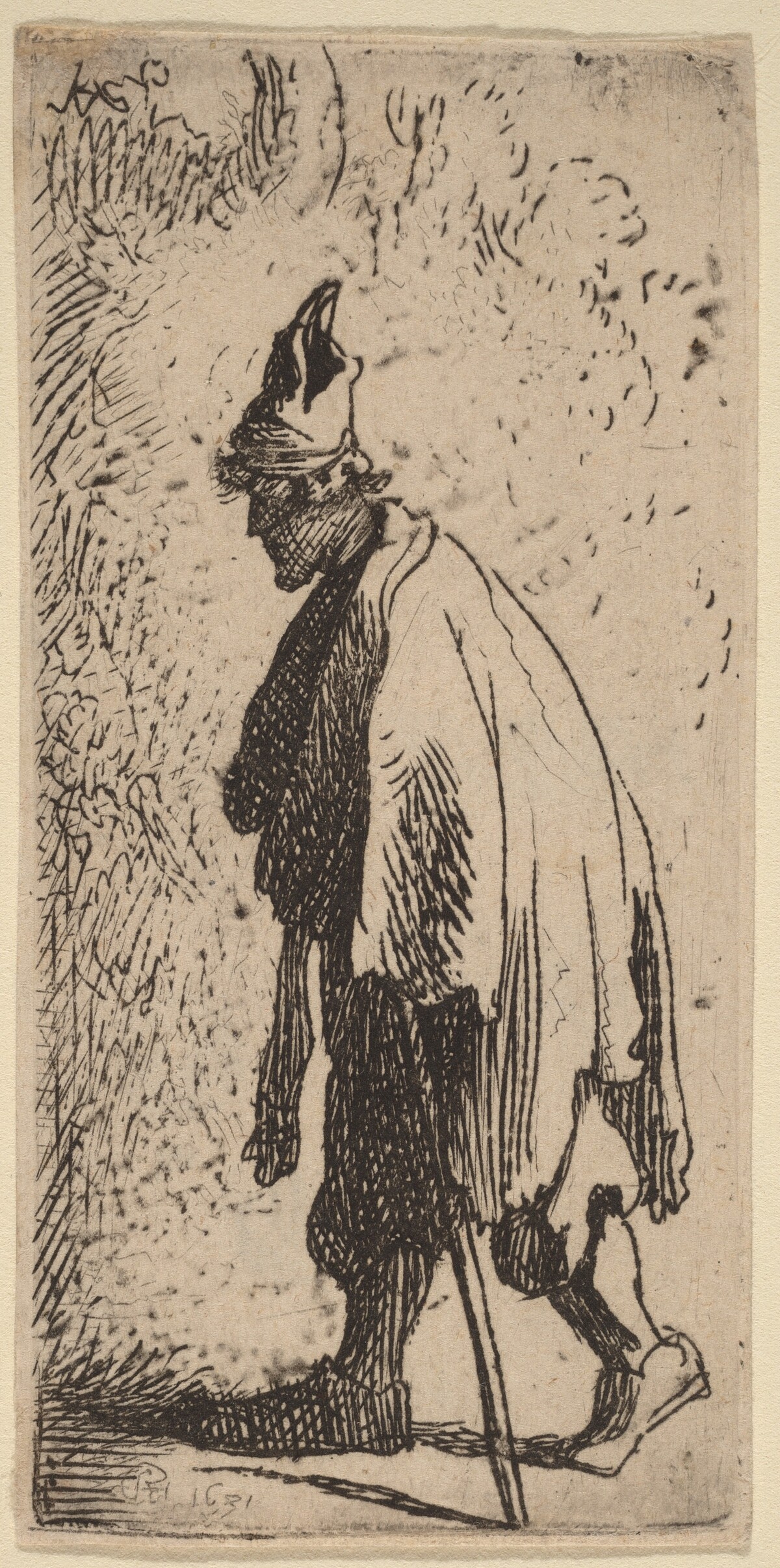 Beggar with a Stick, Walking to the Left by Studio of Rembrandt van Rijn