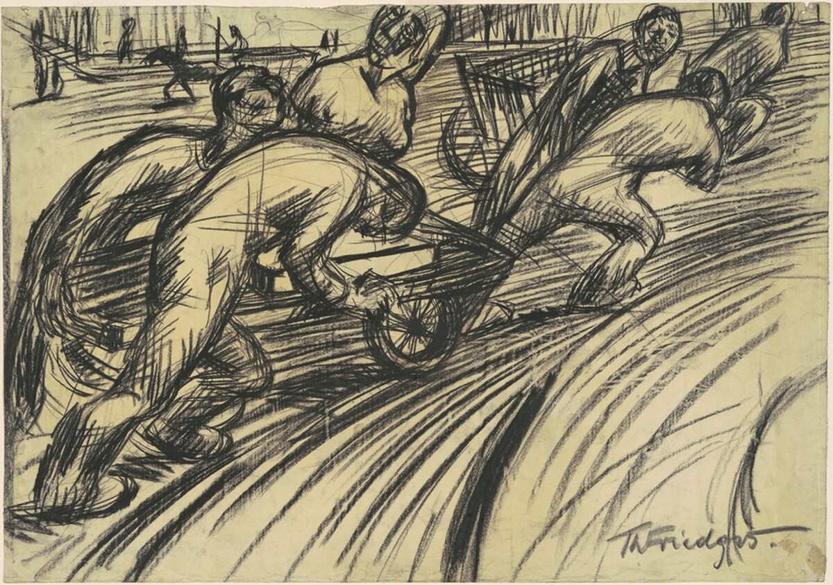 5 Arbeiter mit einen Karren (5 Workers with a Cart) by Theodore Milton Fried