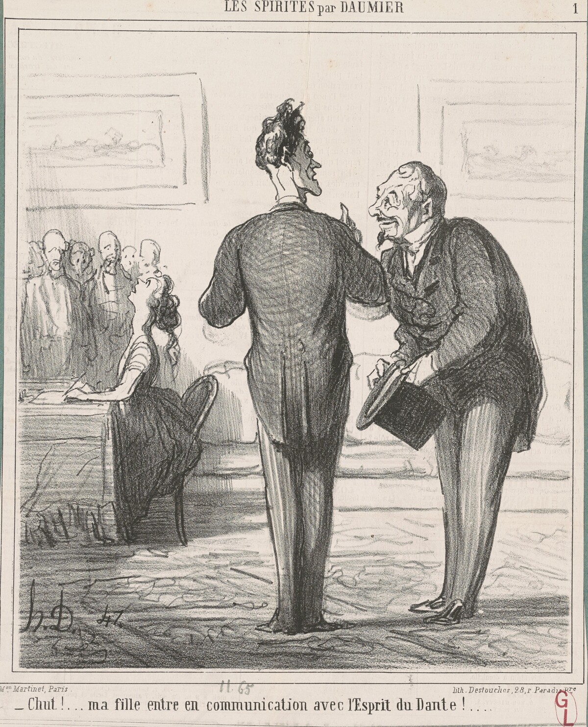 Chut ... ! Ma fille est en communication ... by Honoré Daumier