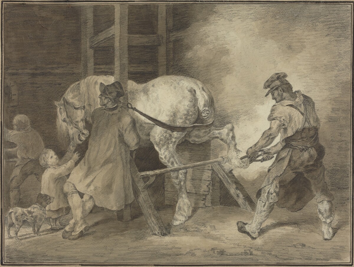 The Blacksmith's Shop by after Léon Cogniet after Théodore Gericault