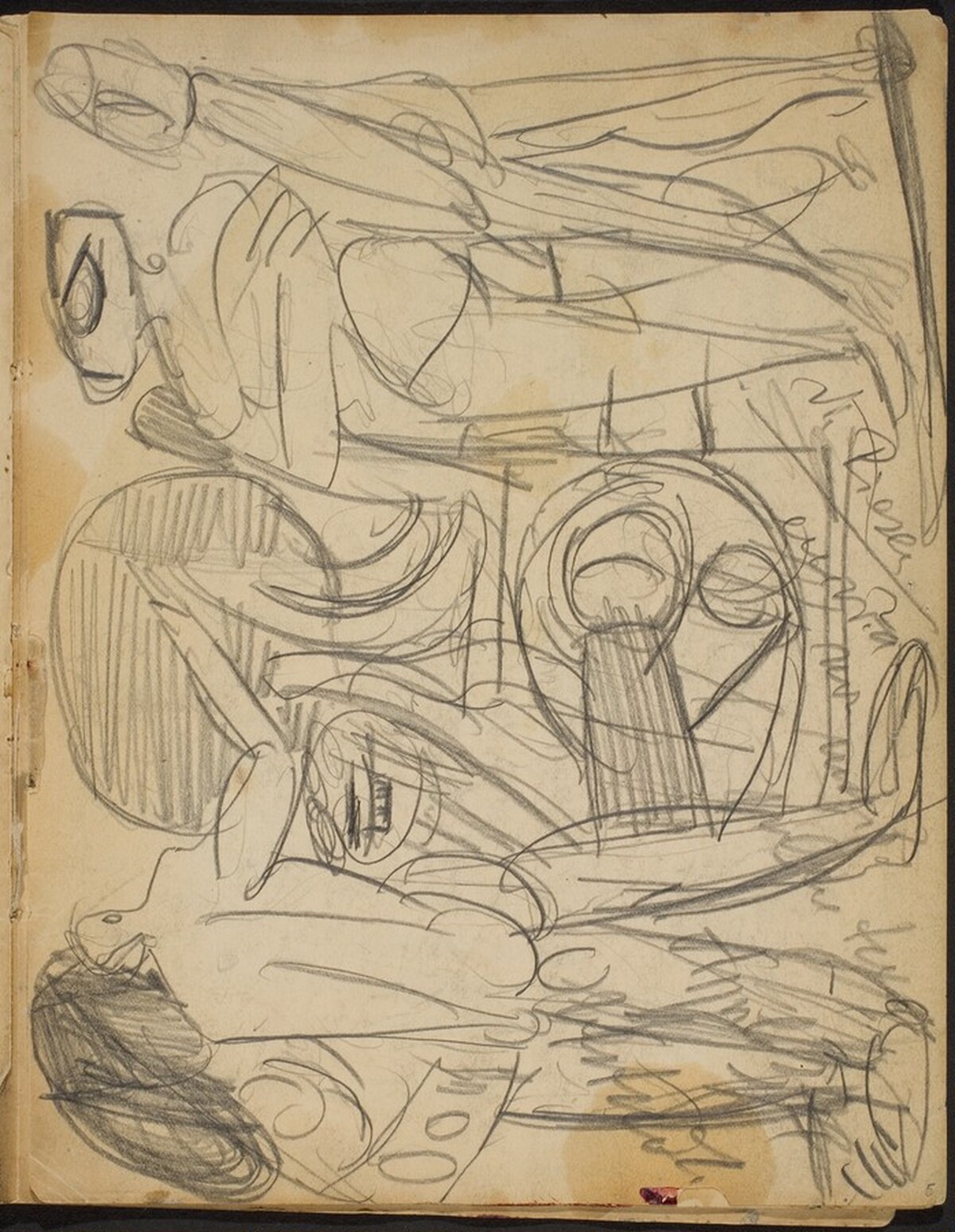 Mehrfigurige Kompositionsskizze für Frühe Menschen (Figurative Compository Sketch for Early Men) [p. 5] by Max Beckmann