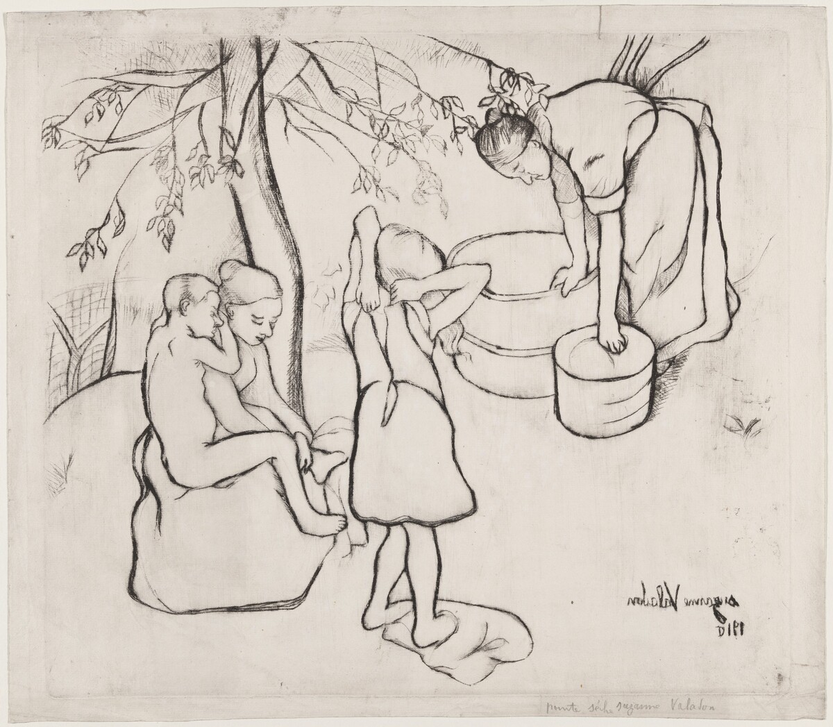 Toilette des enfants dans le Jardin by Suzanne Valadon