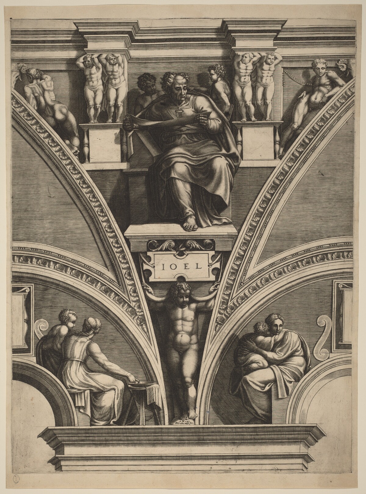 The Prophet Joel by Giorgio Ghisi after Michelangelo