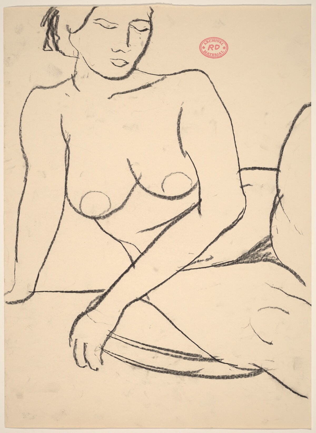 Untitled [seated female nude leaning on her right arm] by Richard Diebenkorn