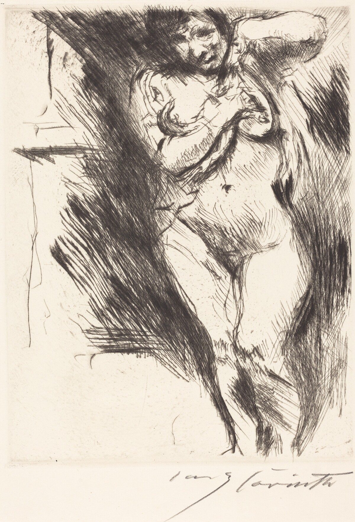 Akt mit hochgehobenem Hemd (Woman Undressing) by Lovis Corinth