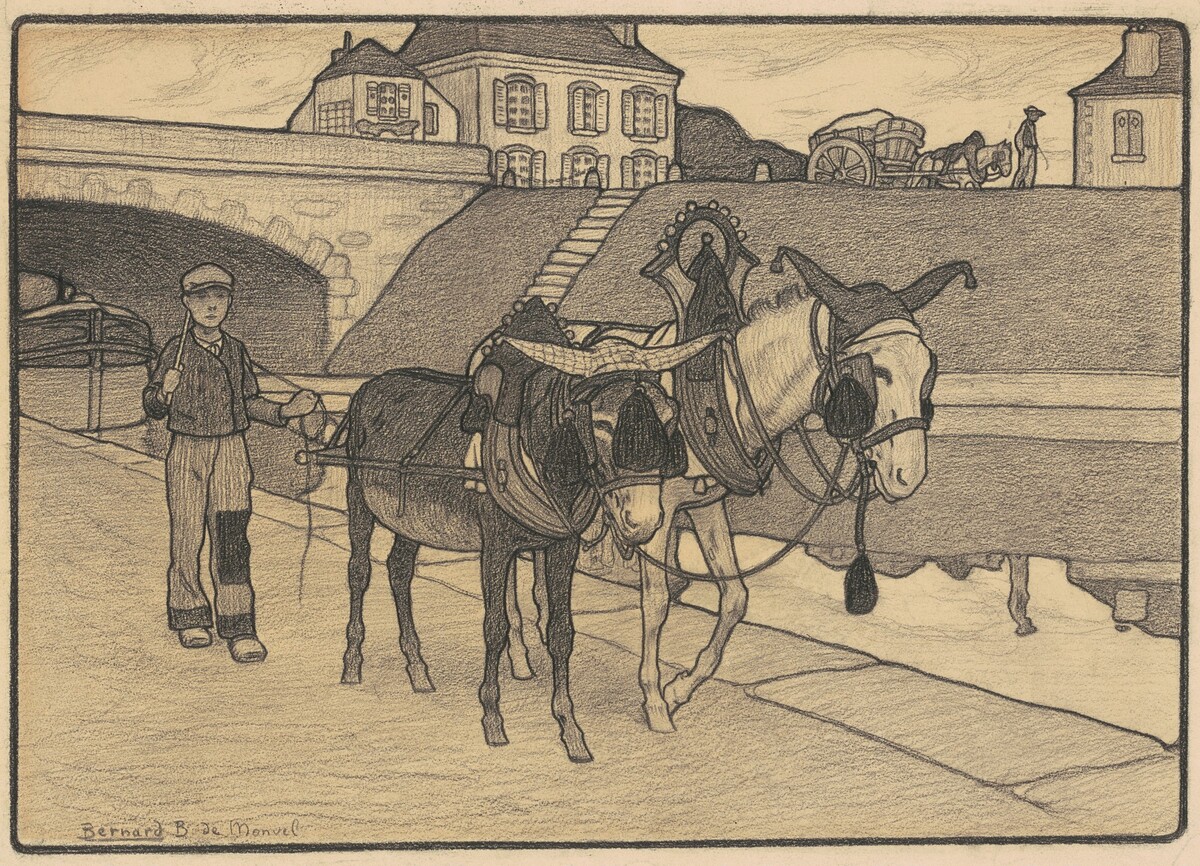 Preliminary Drawing for "A Donkey-Team (Attelage d'ânes)" by Bernard Boutet de Monvel