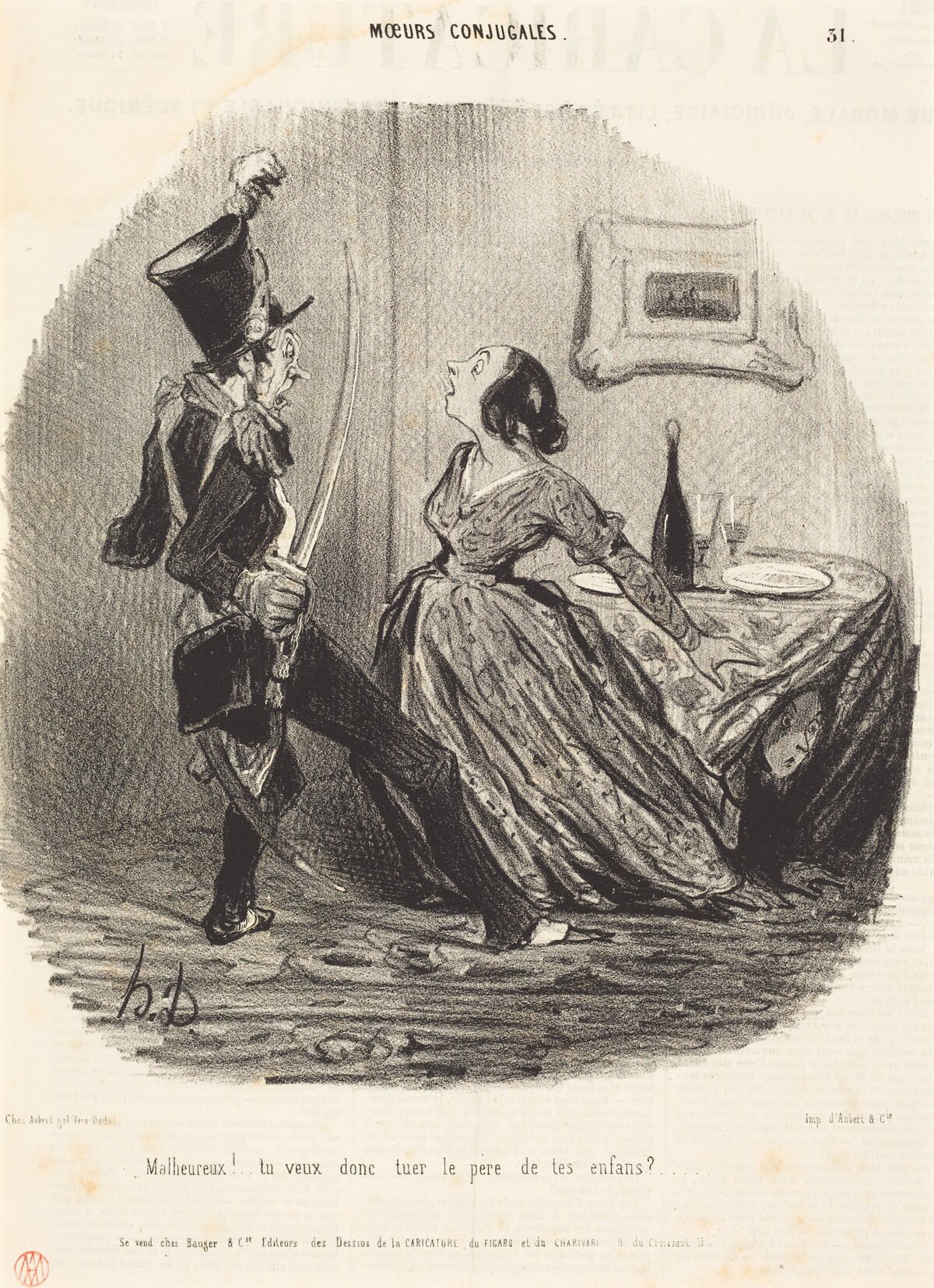 Malheureux! tu veux donc tuer le père de tes enfants? by Honoré Daumier